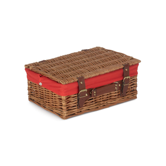 14 Inch Light Steamed Willow Hamper with Red Lining