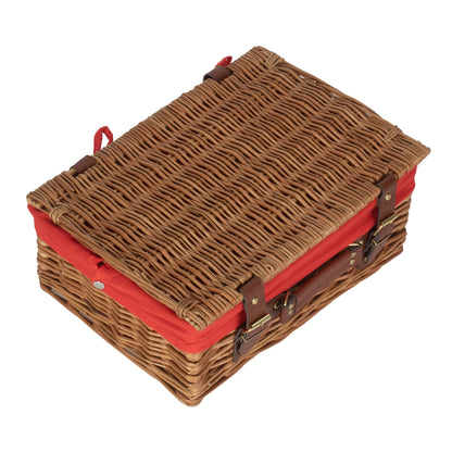 14 Inch Light Steamed Willow Hamper with Red Lining