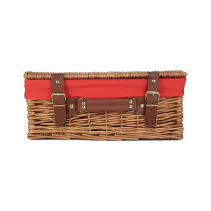 14 Inch Light Steamed Willow Hamper with Red Lining