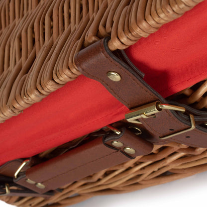 14 Inch Light Steamed Willow Hamper with Red Lining