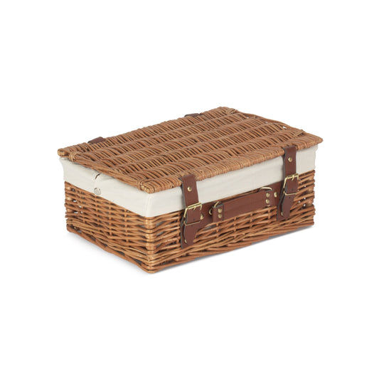 14 Inch Light Steamed Willow Hamper with White Lining