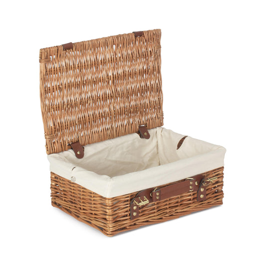 14 Inch Light Steamed Willow Hamper with White Lining
