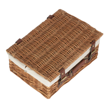 14 Inch Light Steamed Willow Hamper with White Lining