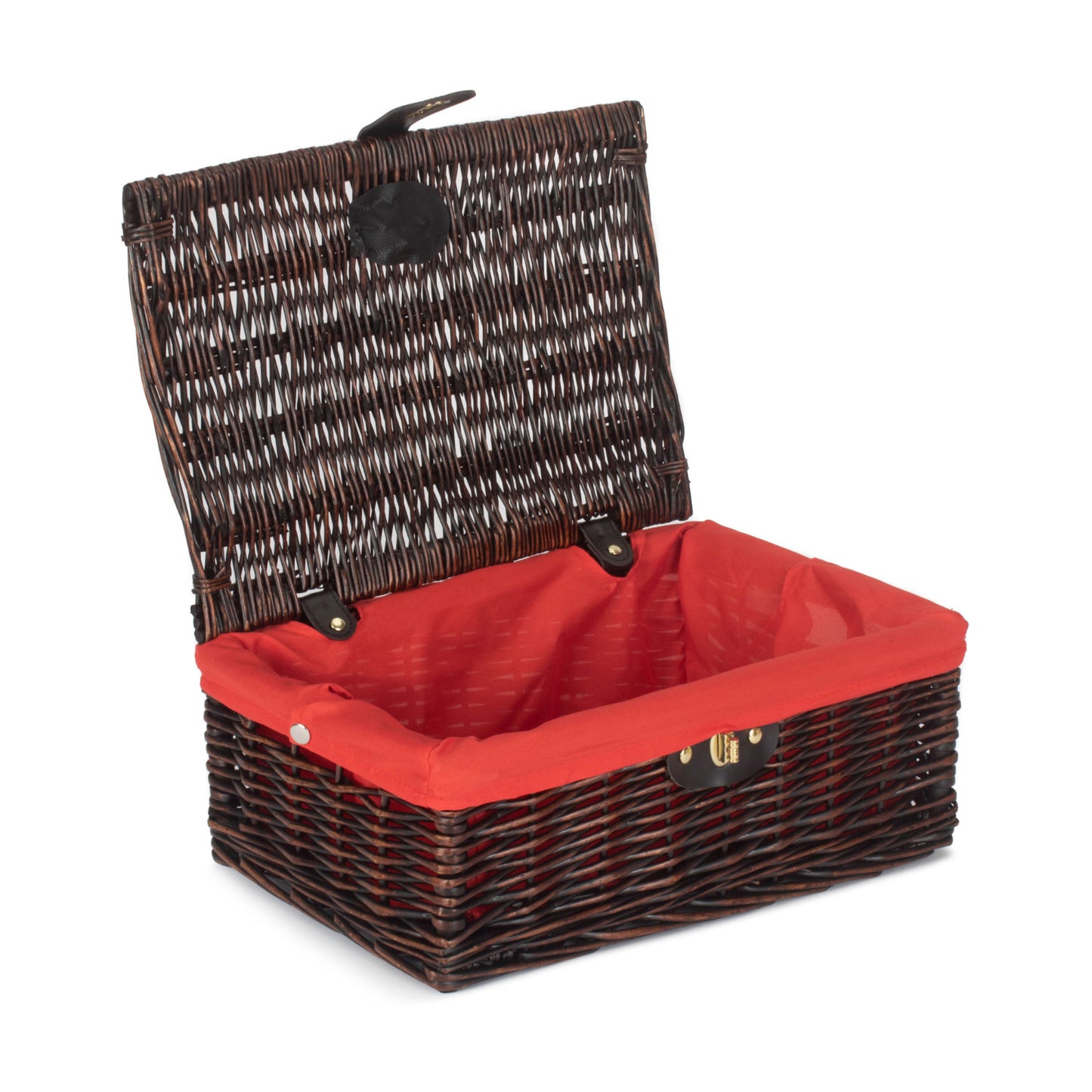 14 Inch Chocolate Brown Hamper With Red Lining