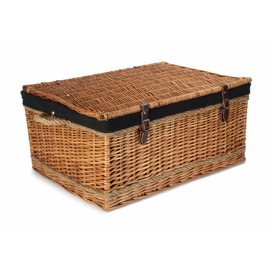 28 Inch Double Steamed Willow Rope Handled Hamper Trunk with Black Lining