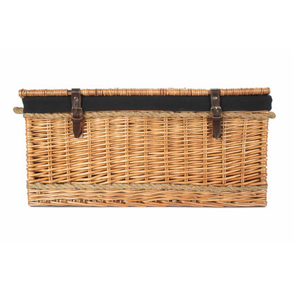 28 Inch Double Steamed Willow Rope Handled Hamper Trunk with Black Lining
