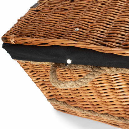 28 Inch Double Steamed Willow Rope Handled Hamper Trunk with Black Lining