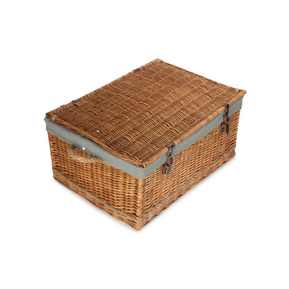 28 Inch Double Steamed Willow Rope Handled Hamper Trunk with Grey Sage Lining