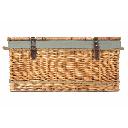 28 Inch Double Steamed Willow Rope Handled Hamper Trunk with Grey Sage Lining