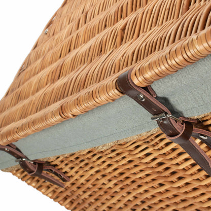 28 Inch Double Steamed Willow Rope Handled Hamper Trunk with Grey Sage Lining