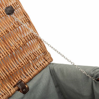 28 Inch Double Steamed Willow Rope Handled Hamper Trunk with Grey Sage Lining