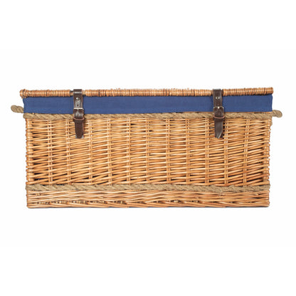 28 Inch Double Steamed Willow Rope Handled Hamper Trunk with Navy Blue Lining