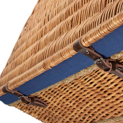 28 Inch Double Steamed Willow Rope Handled Hamper Trunk with Navy Blue Lining