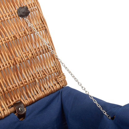 28 Inch Double Steamed Willow Rope Handled Hamper Trunk with Navy Blue Lining