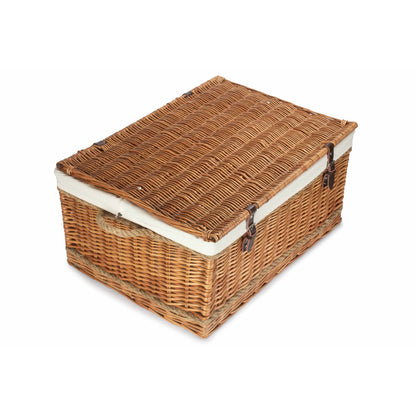 28 Inch Double Steamed Willow Rope Handled Hamper Trunk with White Lining