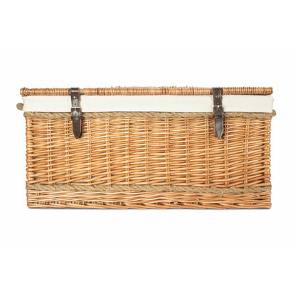 28 Inch Double Steamed Willow Rope Handled Hamper Trunk with White Lining