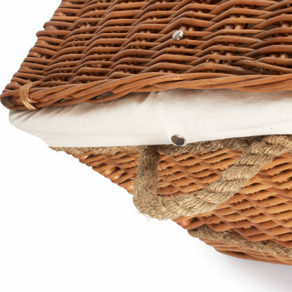 28 Inch Double Steamed Willow Rope Handled Hamper Trunk with White Lining