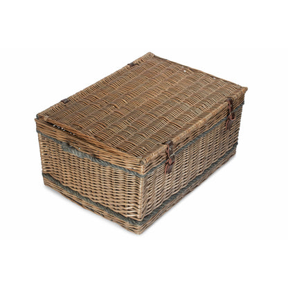 28 Inch Antique Wash Willow Rope Handled Hamper Trunk