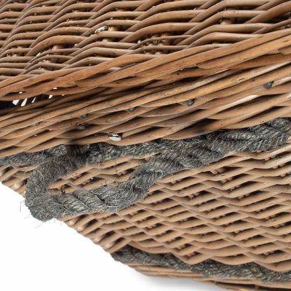 28 Inch Antique Wash Willow Rope Handled Hamper Trunk