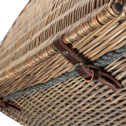 28 Inch Antique Wash Willow Rope Handled Hamper Trunk