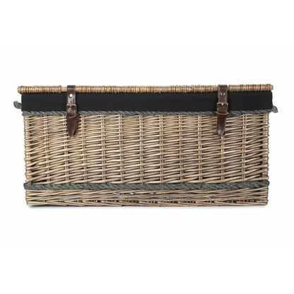 28 Inch Antique Wash Willow Rope Handled Hamper Trunk with Black Lining