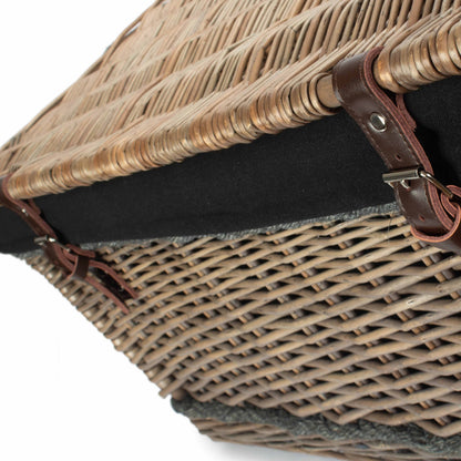 28 Inch Antique Wash Willow Rope Handled Hamper Trunk with Black Lining