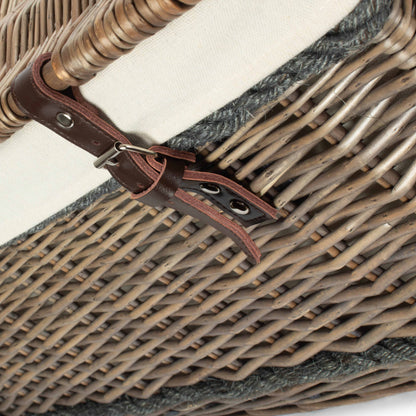 28 Inch Antique Wash Willow Rope Handled Hamper Trunk with White Lining