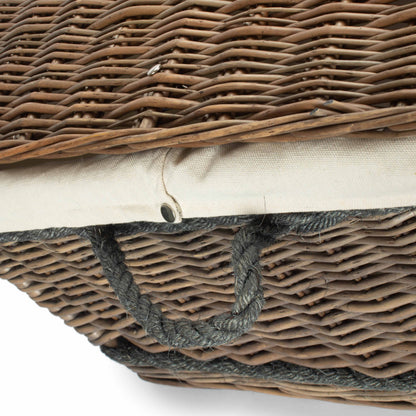 28 Inch Antique Wash Willow Rope Handled Hamper Trunk with White Lining