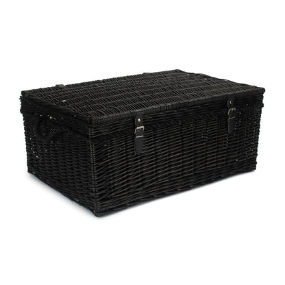 27 Inch Black Willow Rope Handled Hamper Trunk