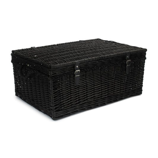 27 Inch Black Willow Rope Handled Hamper Trunk