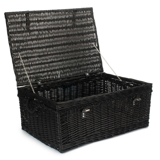 27 Inch Black Willow Rope Handled Hamper Trunk