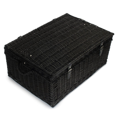 27 Inch Black Willow Rope Handled Hamper Trunk