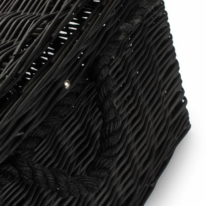 27 Inch Black Willow Rope Handled Hamper Trunk