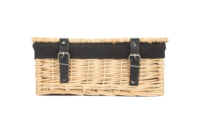 14" Inch Buff Willow Wicker Hamper Basket with Black Lining