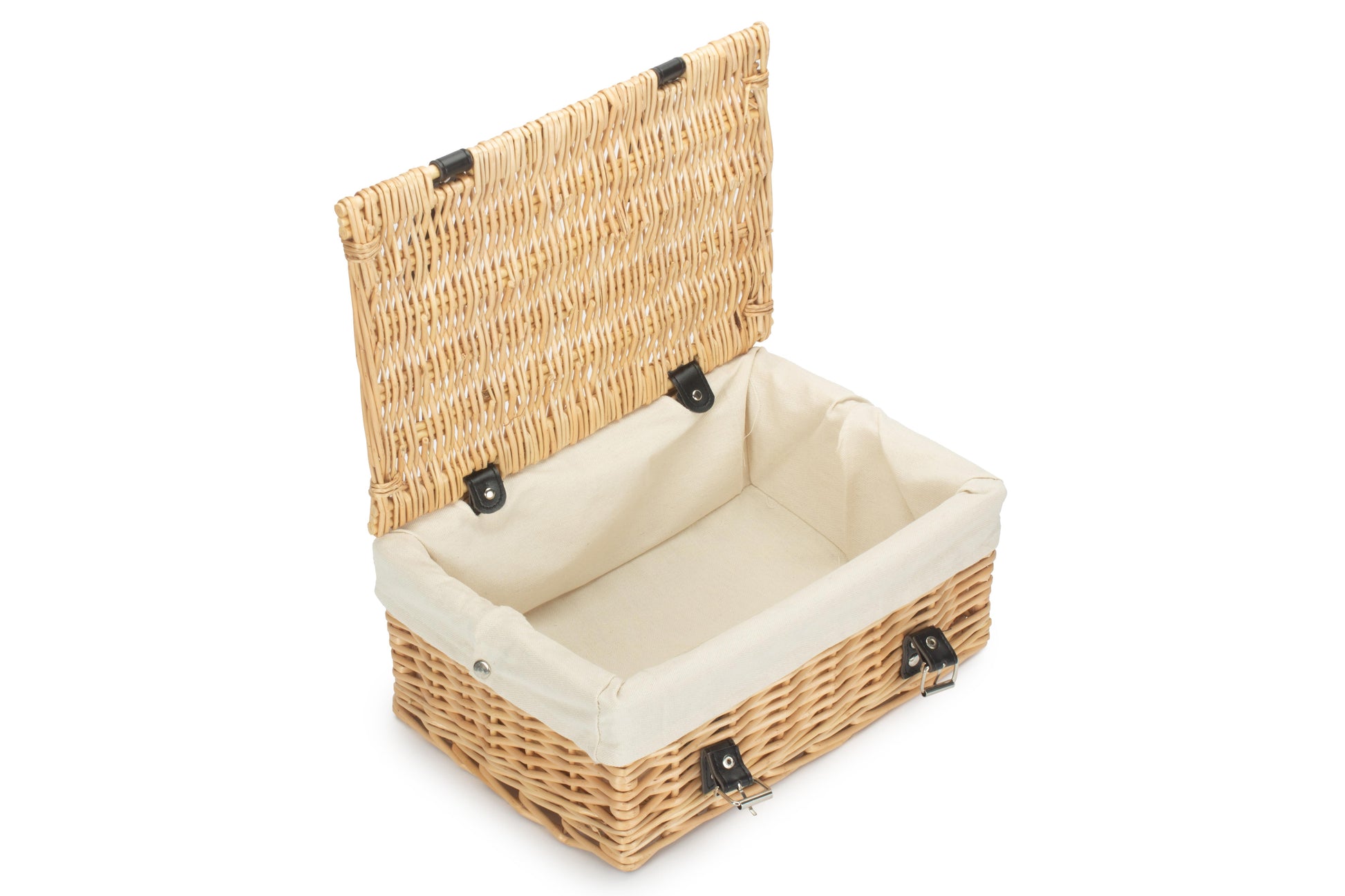 14" Inch Buff Willow Wicker Hamper Basket with White Lining