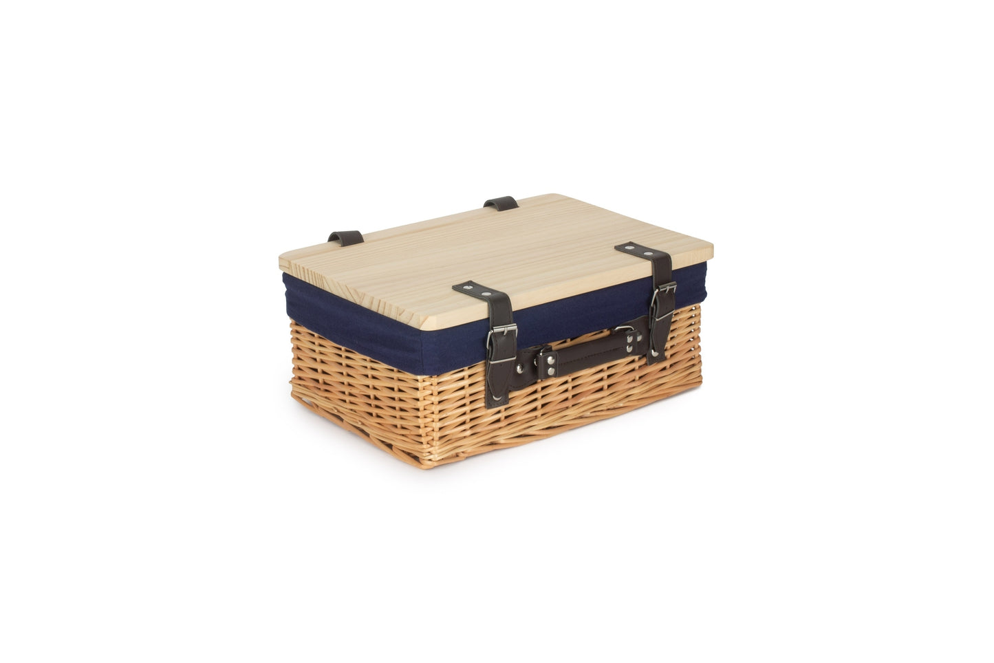 14" Buff Willow Wicker Hamper Basket with Wooden Lid