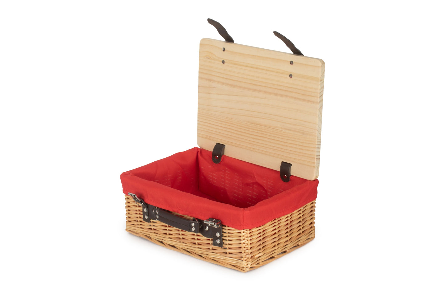 14" Buff Willow Wicker Hamper Basket with Wooden Lid