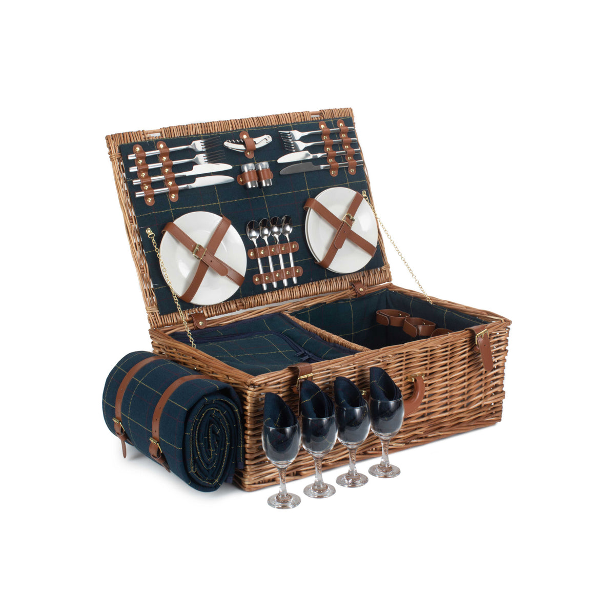 4 Person Blue Tweed Hamper
