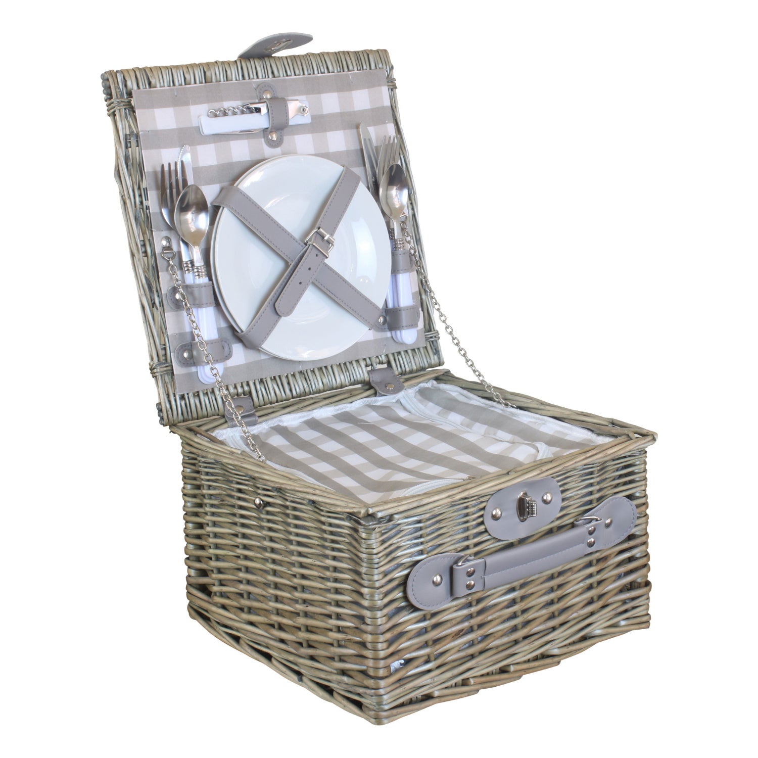 2 Person Grey Checked Chiller Hamper