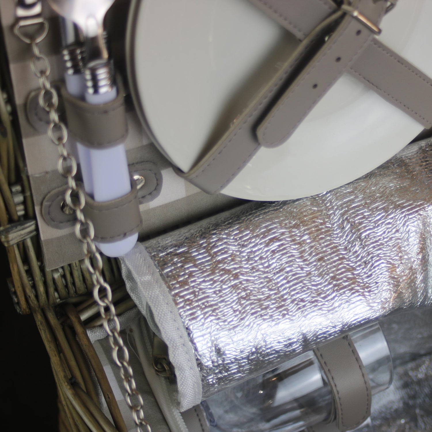 2 Person Grey Checked Chiller Hamper