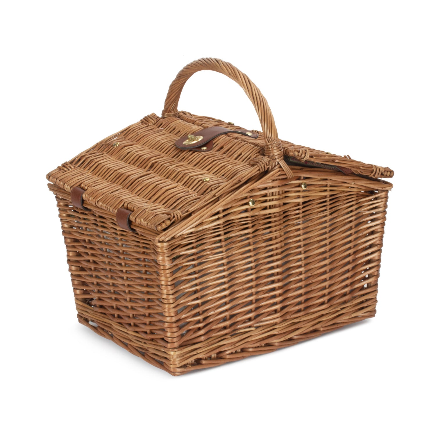 2 Person Green Tweed Double Lidded Hamper