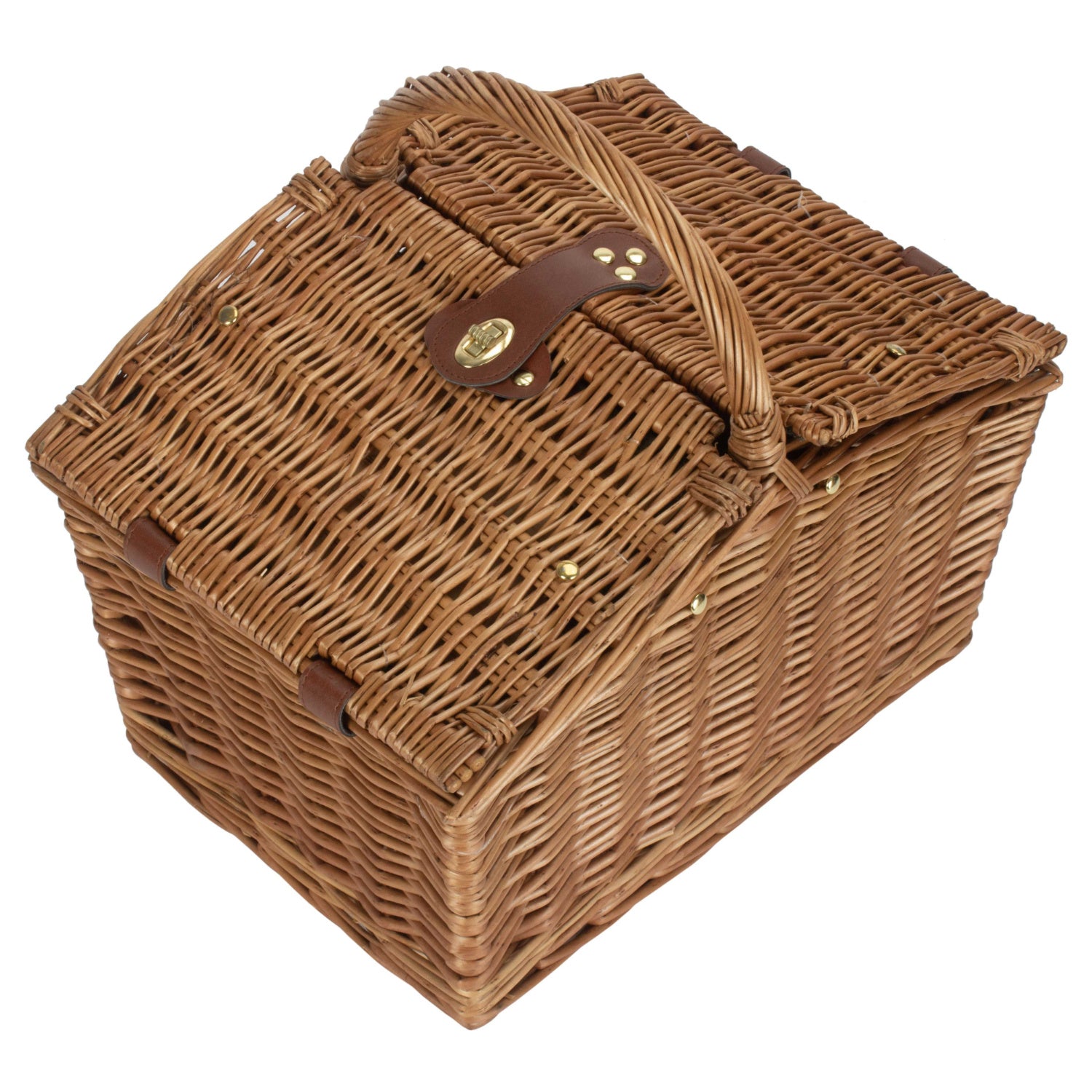 2 Person Green Tweed Double Lidded Hamper