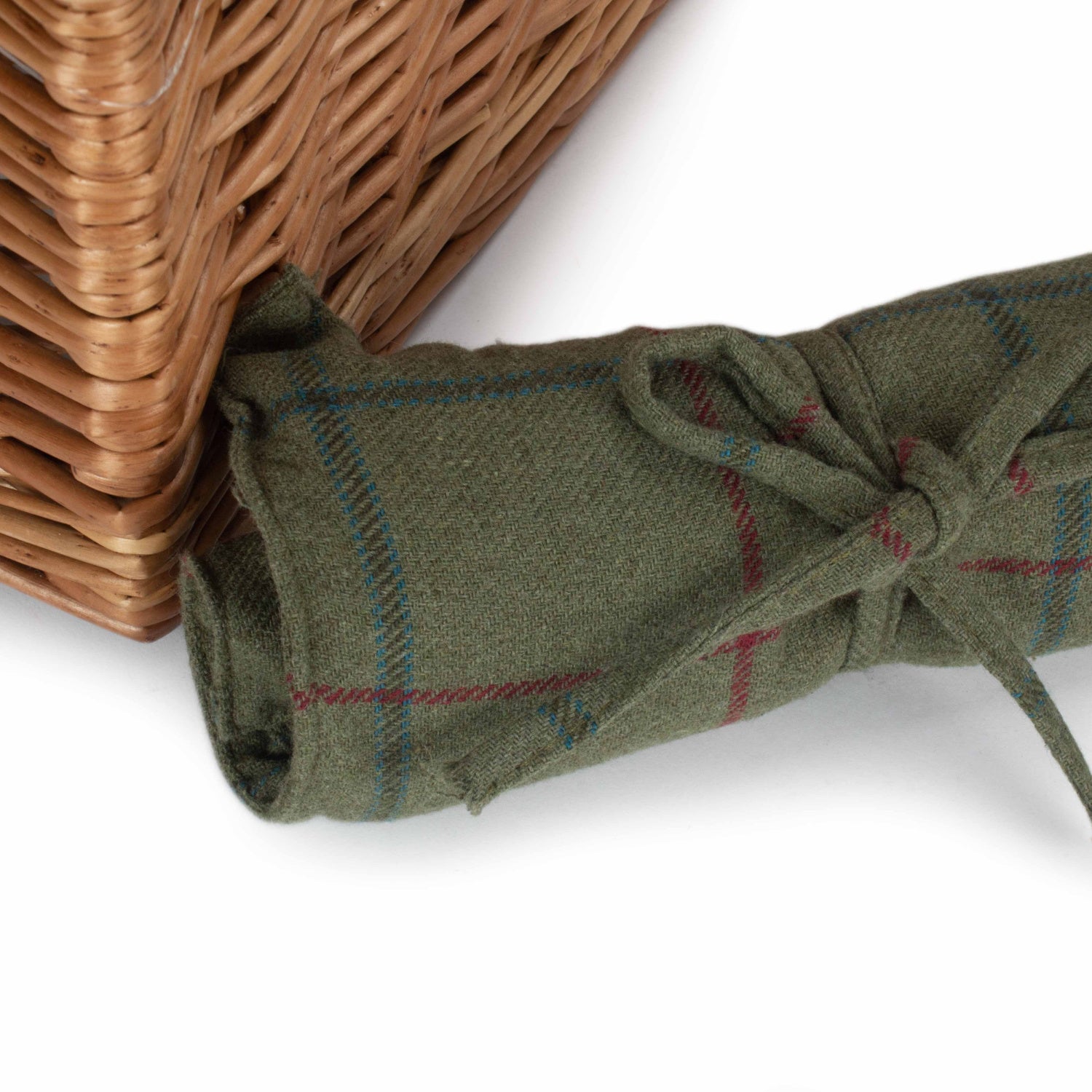 2 Person Green Tweed Double Lidded Hamper