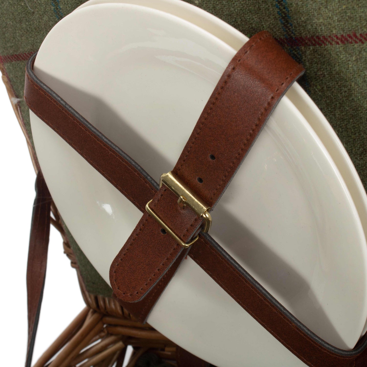 2 Person Green Tweed Double Lidded Hamper