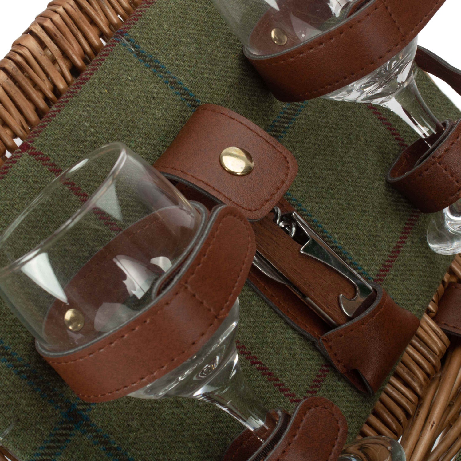2 Person Green Tweed Double Lidded Hamper