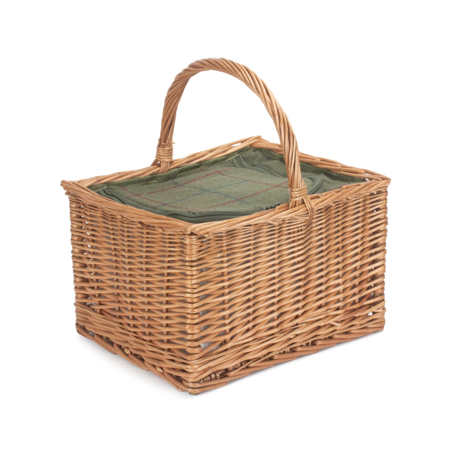 Deluxe Butcher's Basket With Green Tweed Cooler Bag