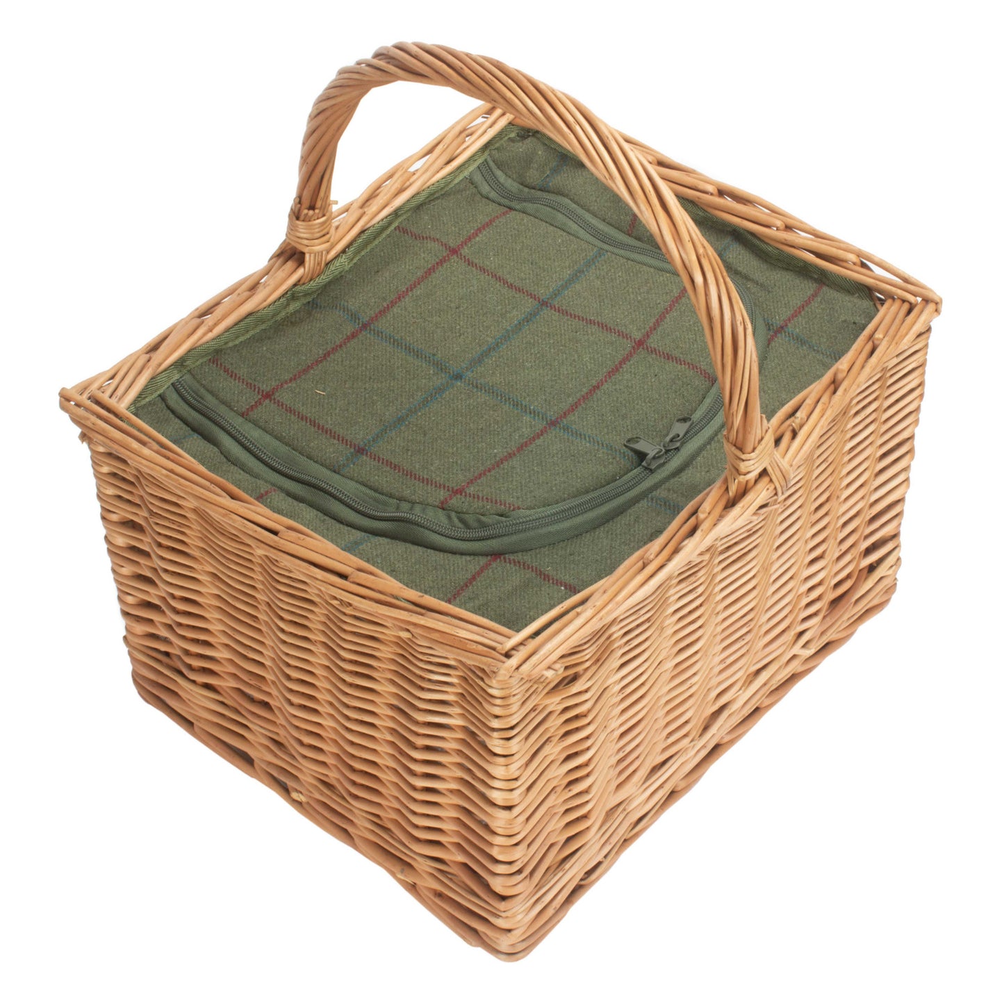 Deluxe Butcher's Basket With Green Tweed Cooler Bag