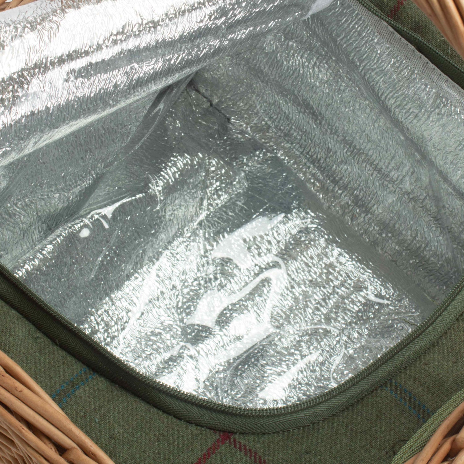 Deluxe Butcher's Basket With Green Tweed Cooler Bag