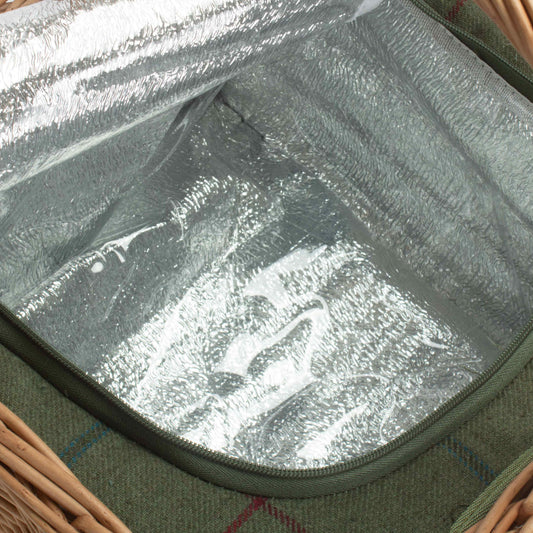 Deluxe Butcher's Basket With Green Tweed Cooler Bag