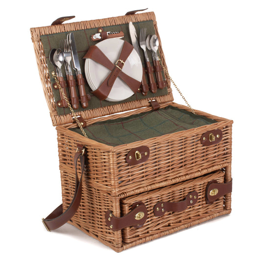 4 Person Green Tweed Drawer Hamper